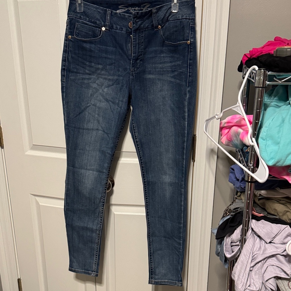 Seven7 Dark Blue Skinny Jeans for Women